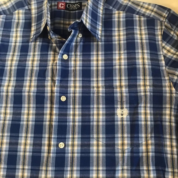 Mens Large Chaps Button Down Plaid Check shirt - Picture 2 of 7